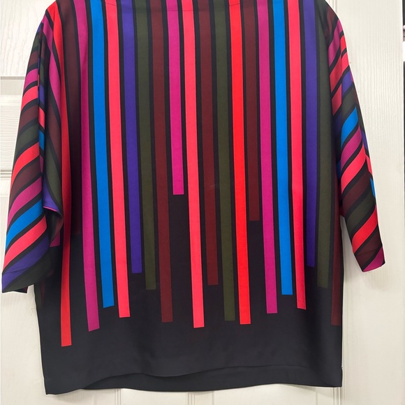 Trina Turk striped mid sleeve (dolman) blouse XS (very roomy) rich fall colors - Picture 6 of 6